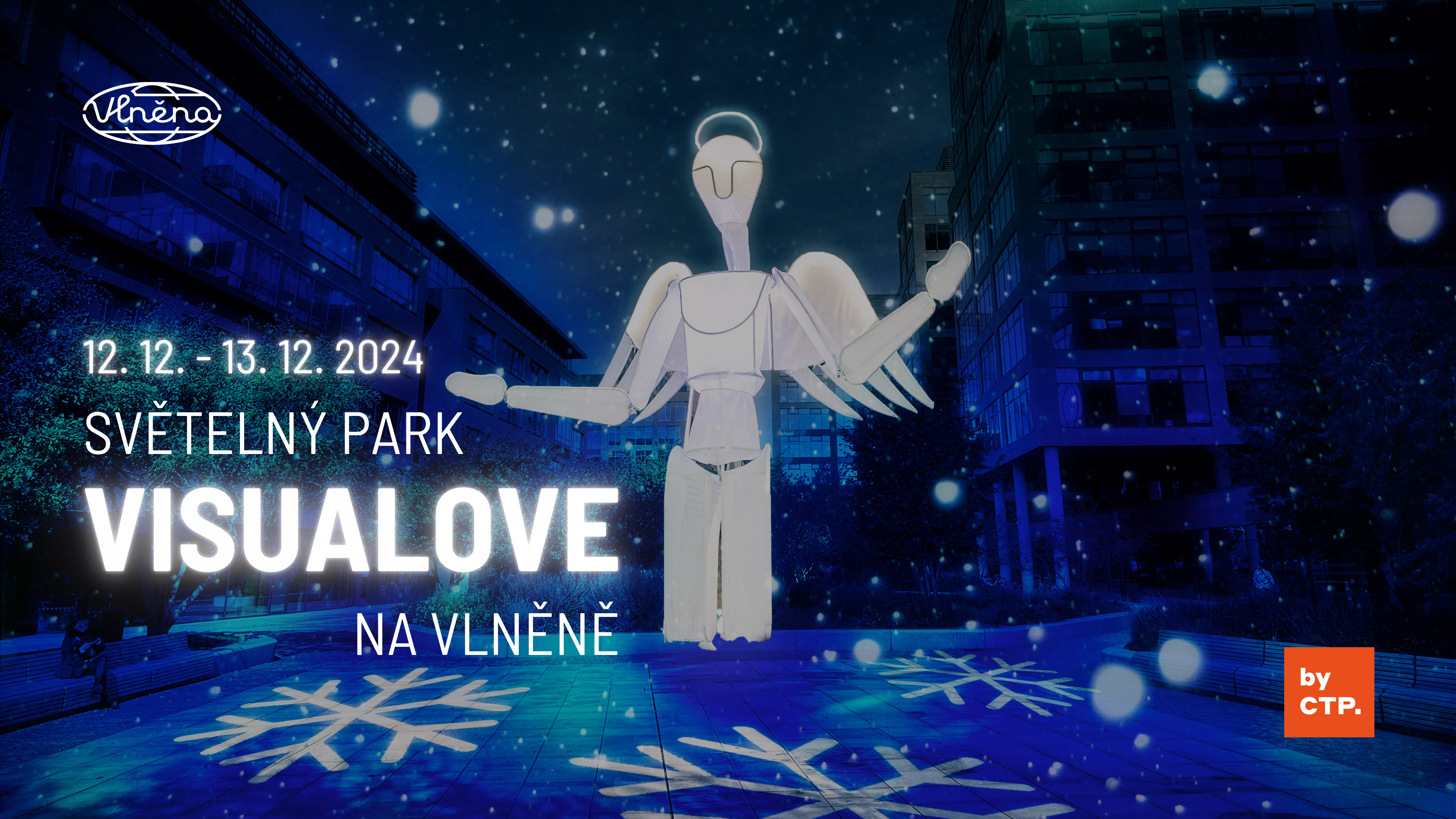Světelný park s obřím andělem na Vlněně by VISUALOVE