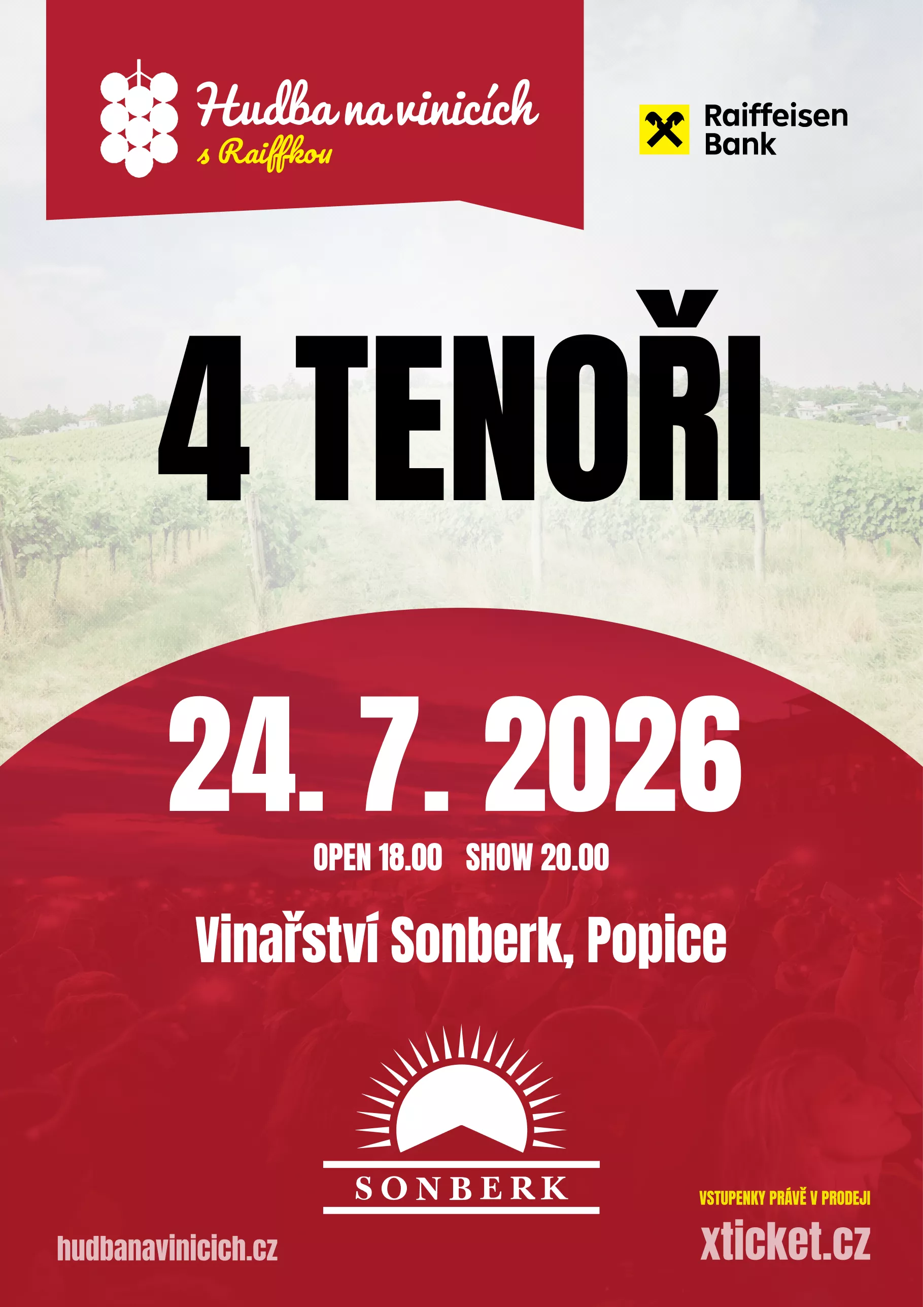 Hudba na vinicích: 4 TENOŘI – Vinařství Sonberk