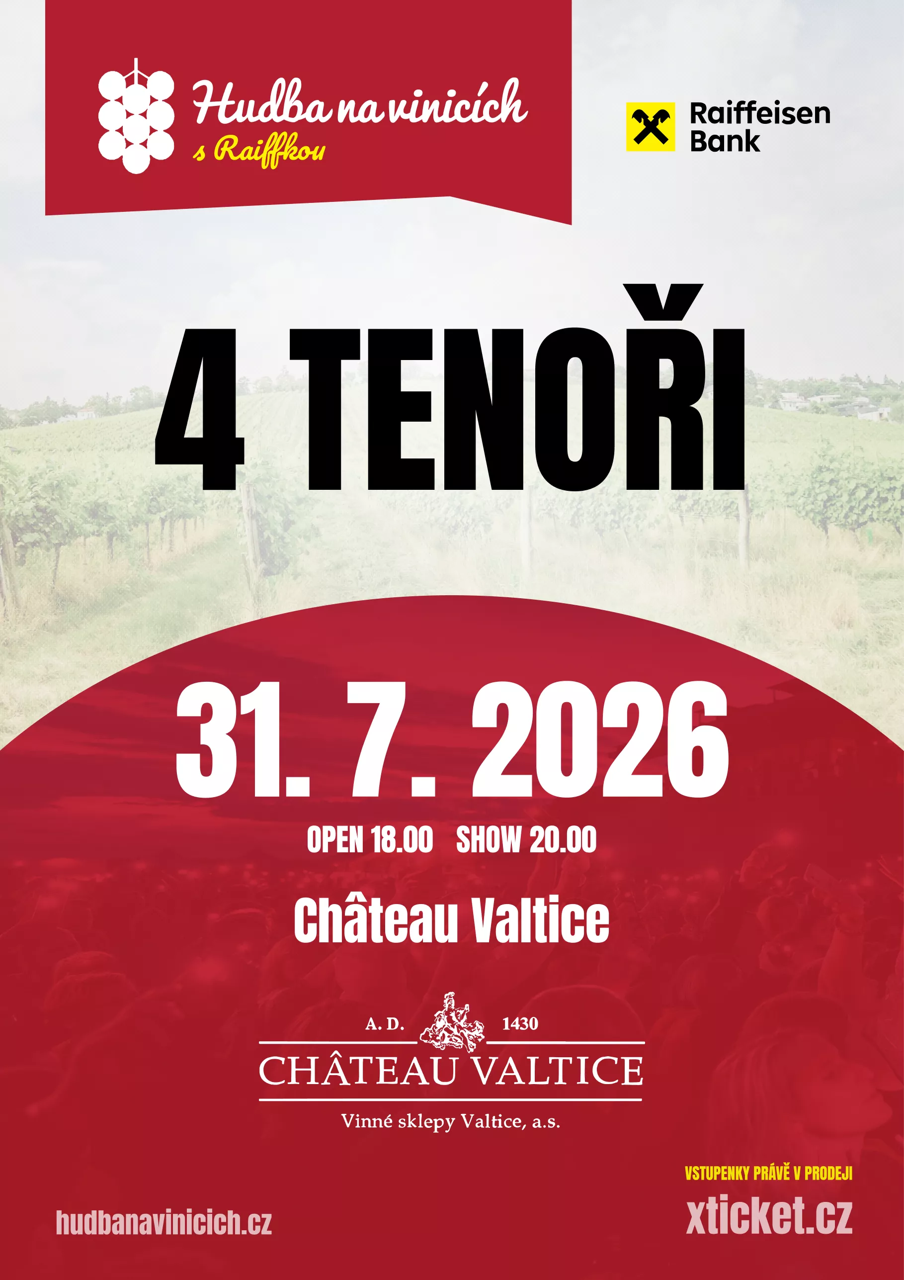 Hudba na vinicích: 4 TENOŘI – CHÂTEAU VALTICE